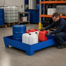 Painted Steel Spill Tray for Racking, 1780 x 1300 x 343 mm, 2000 kg Load Capacity, 530 L Containment, for Hazardous Materials Storage