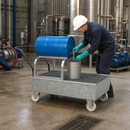 Mobile Steel Spill Pallet for Safe Hazardous Material Transport (2 x 205L Drums)