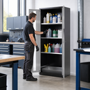 Anthracite Sheet Steel Chemical Cabinet with 3 Shelves & Spill Pallet, 810 x 520 x 1950 mm, for Safe Storage of Hazardous Liquids