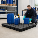 Polyethylene Spillage Deck Element with Anti-Slip Surface, 1350 x 1200 x 125 mm, 135 L Containment Volume, 1200 kg/m² Load Capacity, for Chemical Handling