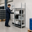 Galvanised Steel Hazmat Small Container Rack with PE Spill Tray, 1012 x 637 x 2000 mm, 1000 kg Bay Load, for Safe Chemical Storage (Extension Unit)