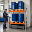 Plastic Hazmat Pallet Rack with 2 Storage Levels, 450L Containment, 4400kg Bay Load Capacity, for Safe Chemical Storage