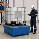 Steel Spill Pallet for 1 x 600 Litre IBC, 675 Litre Containment, with Grid, for Safe Storage of Flammable Substances