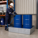 Galvanised Steel Spill Pallet for 2 x 205 Litre Drums, 485 Litre Containment, Compact Design, for Safe Storage of Flammable Liquids