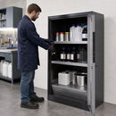 Anthracite Sheet Steel Chemicals Cabinet with Spill Pallet, 2 Shelves, 19L Containment, for Safe Storage of Hazardous Liquids