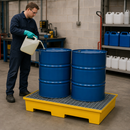 Steel Spill Pallet for 2 x 205 Litre Drums, 235 Litre Containment, with Galvanised Grid, for Safe Storage of Flammable Liquids