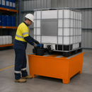 2mm Steel Spill Pallet for 1 x 1000 Litre IBC, 1100 Litre Containment, Powder Coated Orange, for Environmental Safety