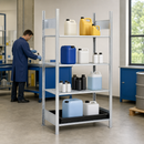 Polyethylene Galvanised Small Container Rack with PE Spill Tray, 1060 x 637 x 2000 mm, for Safe Chemical Storage (Basic Unit)
