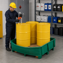 Polyethylene Spill Pallet Converter for 4 x 200 Litre Drums, 430 Litre Containment, Green, for Chemical Storage