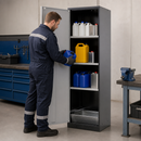 High Cabinet for Water-Polluting Liquids, Anthracite Sheet Steel, 3 Adjustable Shelves, 19L Spill Pallet, with Cylinder Lock, for Safe Chemical Storage
