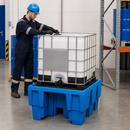 Polyethylene Spill Pallet for 1 x 600 Litre IBC, 660 Litre Capacity, with Grid, for Safe Chemical Storage