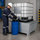Galvanised Steel Spill Pallet for 1 x 1000 Litre IBC, 1100 Litre Containment, with Dispensing Area, for Safe Storage of Hazardous Materials