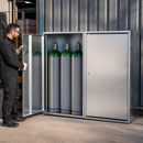 Hot Dip Galvanized Steel Gas Cylinder Cabinet for 4 x 33 kg Cylinders, 2-Wing Door, for Outdoor Storage