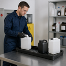 Electrically Conductive Polyethylene Spill Tray for Small Containers, 20 Litre Capacity, 995 x 395 x 90 mm, for Hazardous Material Storage