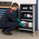 Half Height Chemicals Cabinet with 3 Pull-Out Shelves, Anthracite Sheet Steel, for Safe Storage of Water-Polluting Liquids