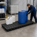 Polyethylene Spillage Deck Element with Anti-Slip Surface, 2700 x 1200 x 125 mm, 295 L Containment Volume, Load Capacity 3500 kg/m², for Chemical Storage