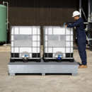 Galvanised Steel Spill Pallet for 2 x 1000 L IBCs with Filling Area