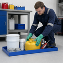 Steel Spill Tray for Small Containers, 20 Litre Containment, 987 x 400 x 75 mm, for Safe Hazardous Material Storage