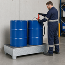 2mm Galvanised Steel Spill Pallet for 2 x 205 Litre Drums, 235 Litre Containment, with Grid, for Safe Storage of Flammable Liquids