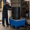 Steel Spill Pallet for 205 Litre Drum with Galvanised Grid for Safe Storage