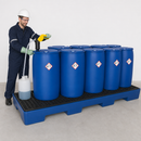 Polyethylene Spill Pallet for 10 x 205 Litre Drums, 580 Litre Containment, with Grid, for Hazardous Substance Storage