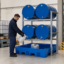 Polyethylene Drum Rack with Spill Pallet for 4 x 200 Litre Drums, 295 Litre Containment, 1429 x 1235 x 1637 mm, for Safe Chemical Storage