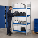 Steel Hazmat Small Container Rack with 4 Spill Trays, 1012 x 637 x 2000 mm, for Safe Liquid Storage (Extension Unit)