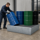 Galvanised Steel Spill Pallet for 4 x 205 Litre Drums, 485 Litre Containment, with Removable Grid, for Safe Storage of Flammable Liquids
