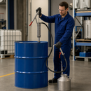 Manual Steel Drum Pump FL 205 for 205 Litre Drums, 900mm Immersion Depth, with Conductive Hose, Ball Valve & Nozzle, Ideal for Flammable Solvents
