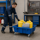 Mobile 69L Polyethylene Spill Tray for Small Containers, Blue, with Castors (without Grid)