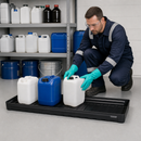 33 Litre Electrically Conductive Polyethylene Spill Pallet, 1265 x 395 x 90 mm, for Safe Chemical Storage