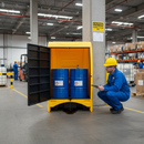 Professional Heavy Duty 2 Drum Hardcover Spill Pallet with Lockable Roller Shutter for Secure Oil and Chemical Storage | COSHH | UK