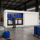 Galvanised Steel Fire-Rated Storage Container with Sliding Doors, 9410 x 2238 x 3594 mm, 2 x 1720 L Containment, for Hazardous Material Storage