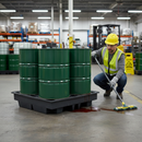 Low Profile Recycled Spill Pallet 230 Litre 1280mm x 1285mm x 275mm for Drum Storage