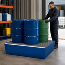 Steel Spill Pallet for 4 x 200 Litre Drums, 485 Litre Containment, with Galvanised Grid, for Safe Storage of Flammable Liquids