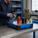 Powder Coated Steel Spill Tray for Small Containers, 10 L Capacity, 500 x 400 x 95 mm, with Galvanised Perforated Plate, Ideal for Workplace Use