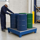 2mm Steel Spill Pallet for 4 x 205 Litre Drums, 270 Litre Containment, with Galvanised Grid, for Safe Storage of Hazardous Substances