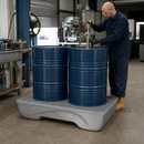 Steel Spill Pallet for 2 Drums with 242L Capacity for Safe Storage