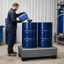 Steel Spill Pallet for 2 Drums with Removable Grid for Safe Storage