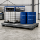 Welded Steel Spill Pallet for 8 x 205 Litre Drums, 425 Litre Containment, with Galvanised Grid, for Industrial Storage
