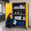 Polyethylene Environmental Cabinet with 4 Galvanised Shelves, 1225 x 640 x 1990 mm, for Safe Storage of Corrosive Liquids