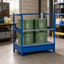 Steel Hazardous Material Station for 2 x 200 Litre Drums, 240 Litre Containment, Stackable, with Removable Galvanised Grid (P2-R)