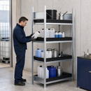 Hazmat Small Container Rack with 4 Polyethylene Spill Trays, 1060 x 437 x 2000 mm, for Safe Chemical Storage
