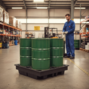 Premium Heavy Duty 4 Drum Spill Pallet for Outdoor Storage of 205 Litre Drums - Chemical Resistant and UV Stabilised | COSHH | UK