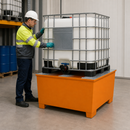 2mm Steel Spill Pallet for 1 x 1000 Litre IBC, 1100 Litre Containment, Powder Coated Orange, for Environmental Safety