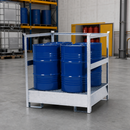 Galvanised Steel Hazmat Station for 4 x 205 Litre Drums, 465 Litre Containment, Stackable, with Removable Grid, for Safe Storage of Flammable Liquids