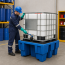 Polyethylene Spill Pallet for 1 x 600 Litre IBC, 660 Litre Capacity, with Grid, for Safe Chemical Storage