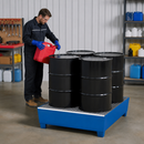 2mm Steel Spill Pallet for 4 x 200 Litre Drums, 400 Litre Containment, with Removable Galvanised Grid, for Safe Storage of Hazardous Substances