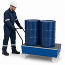 Mobile Steel Spill Pallet for 2 x 205 Litre Drums, 235 Litre Containment, with Grid, Ideal for Storing Flammable Liquids