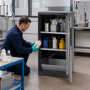 Anthracite Sheet Steel Chemicals Cabinet with Spill Pallet, 2 Shelves, 19L Containment, for Safe Storage of Hazardous Liquids